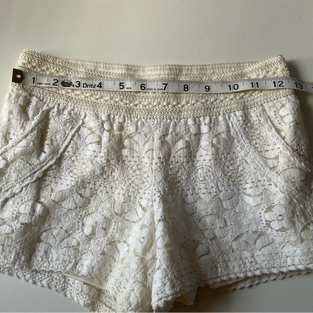JUSTICE Lace Shorts Pockets Lining Elastic Waist Creamy White Girls Size 10